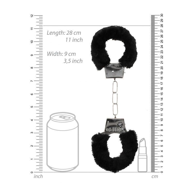 OUCH! Black & White Beginner's Furry Hand Cuffs-(ou658blk) - OU658BLK