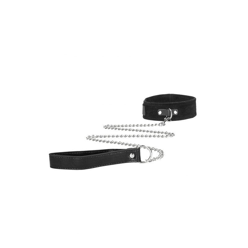 OUCH! BW Velcro Collar With Leash And Hand Cuffs-(ou672blk) - OU672BLK