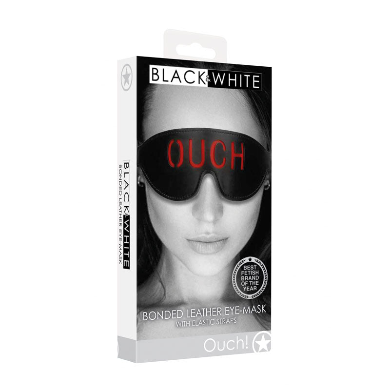 OUCH! Black & White Bonded Leather Eye-Mask ''Ouch''-(ou688blk) - OU688BLK