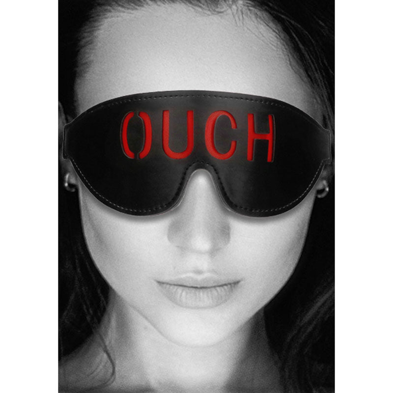 OUCH! Black & White Bonded Leather Eye-Mask ''Ouch''-(ou688blk) - OU688BLK