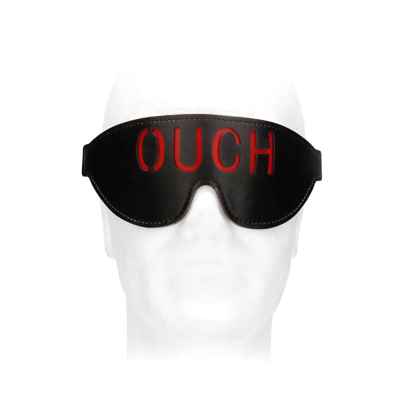 OUCH! Black & White Bonded Leather Eye-Mask ''Ouch''-(ou688blk) - OU688BLK