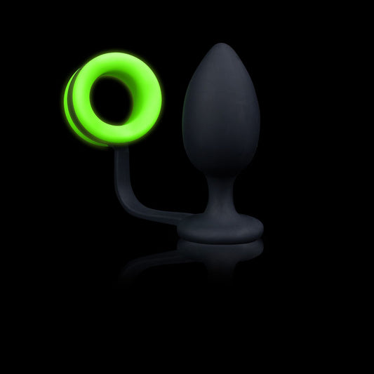 OUCH! Glow In The Dark Butt Plug with Cock Ring-(ou725glo) - OU725GLO