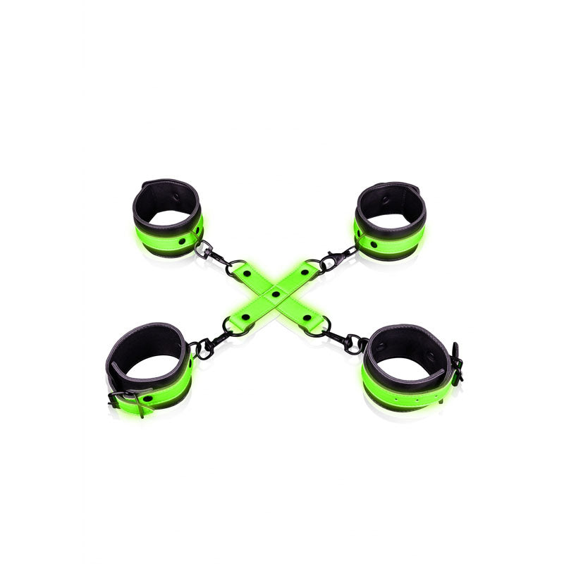 OUCH! Glow in the Dark Hand & Ankle Cuffs with Hogtie-(ou727glo) - OU727GLO