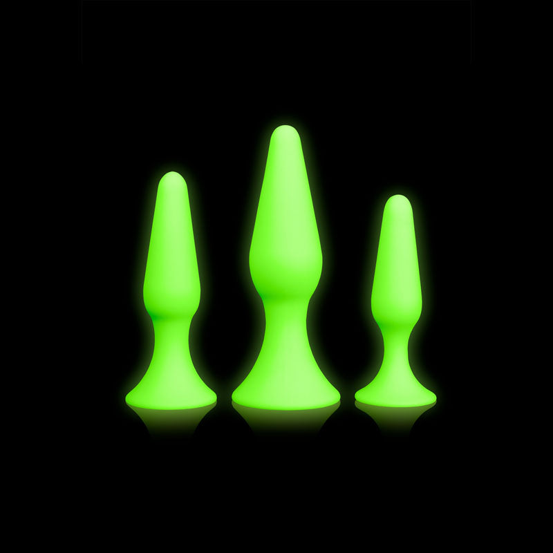 OUCH! Glow In The Dark Butt Plug Set-(ou736glo) - OU736GLO