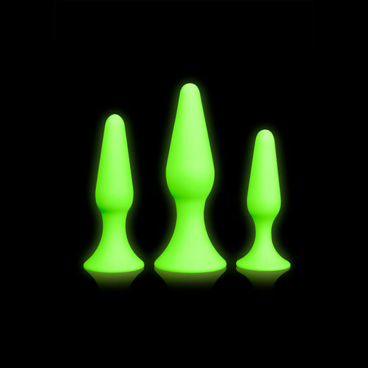 OUCH! Glow In The Dark Butt Plug Set-(ou736glo) - OU736GLO