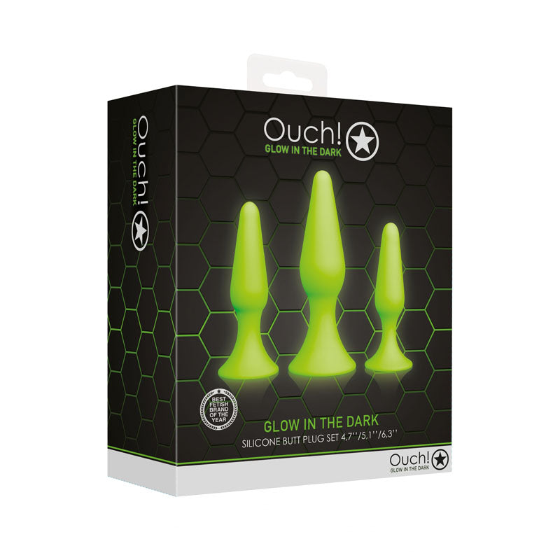 OUCH! Glow In The Dark Butt Plug Set-(ou736glo) - OU736GLO