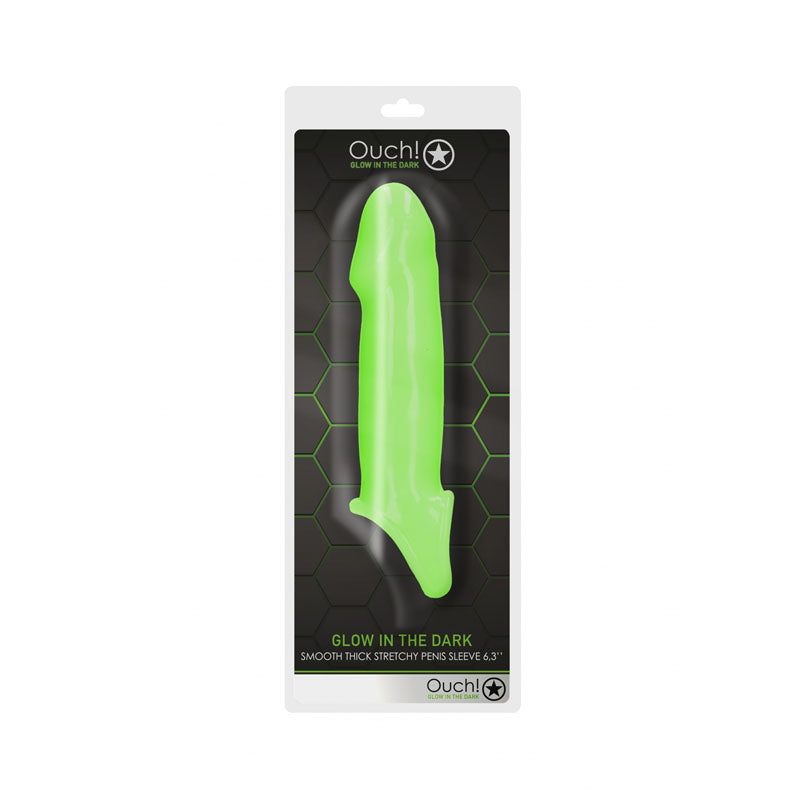 OUCH! Glow In The Dark Smooth Thick Stretchy Penis Sleeve-(ou738glo) - OU738GLO