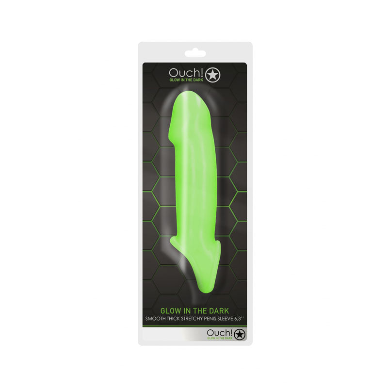 OUCH! Glow In The Dark Smooth Thick Stretchy Penis Sleeve-(ou744glo) - OU744GLO