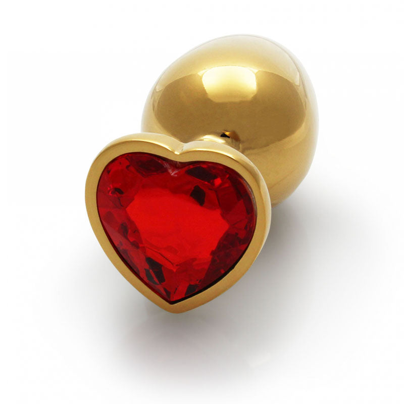 OUCH! Heart Gem Gold Butt Plug - Large-(ou807gld) - OU807GLD