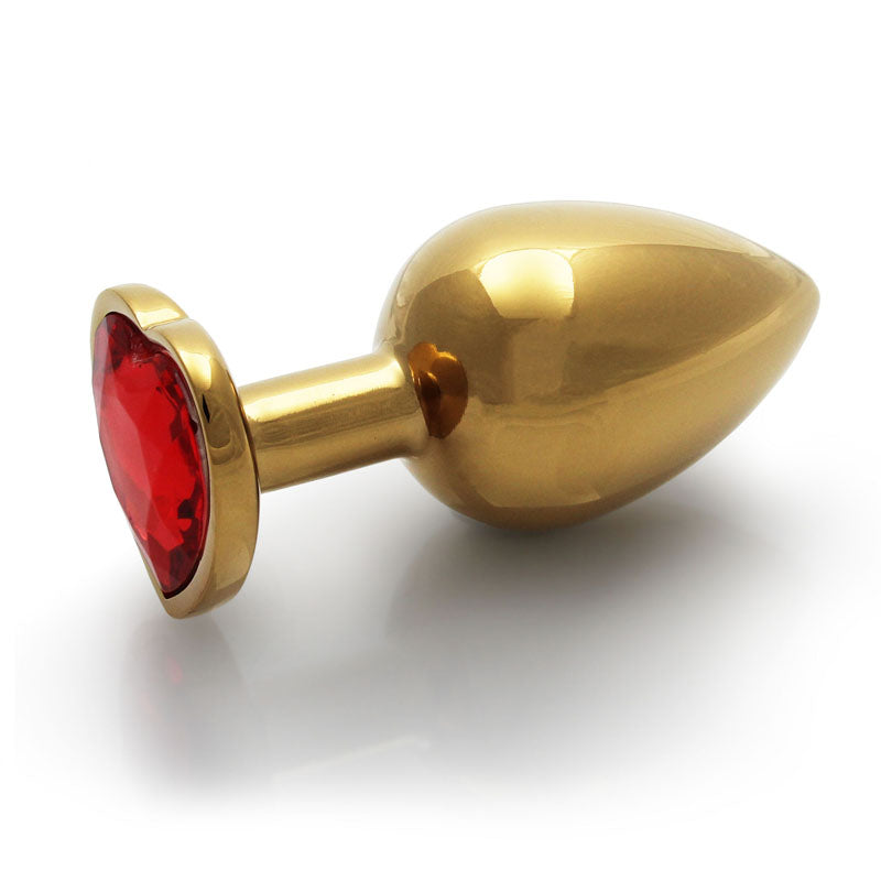 OUCH! Heart Gem Gold Butt Plug - Large-(ou807gld) - OU807GLD