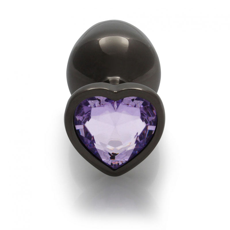 OUCH! Heart Gem Gunmetal Butt Plug - Medium-(ou812gun) - OU812GUN