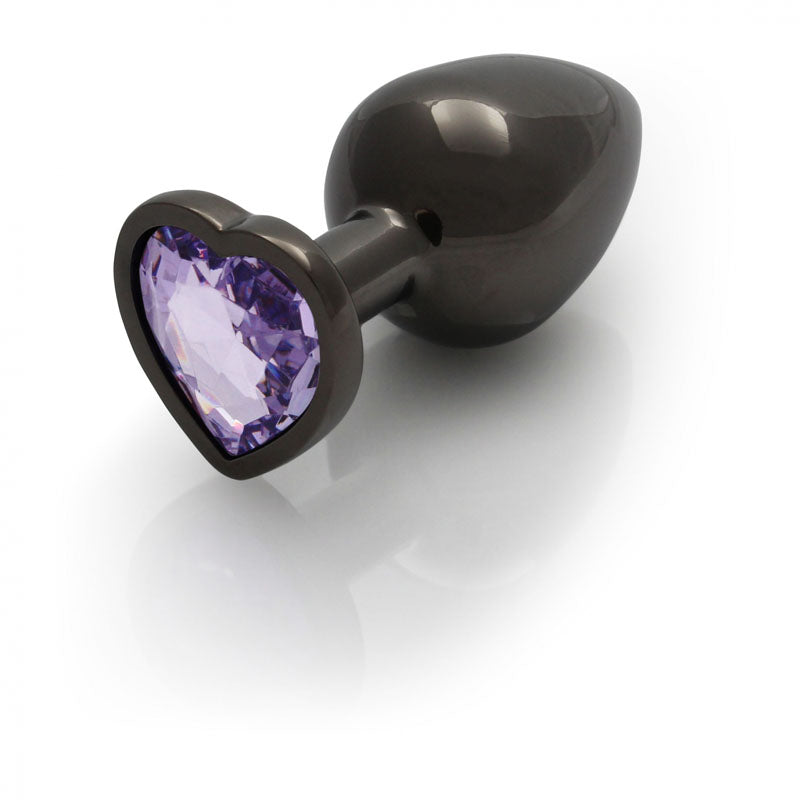 OUCH! Heart Gem Gunmetal Butt Plug - Medium-(ou812gun) - OU812GUN