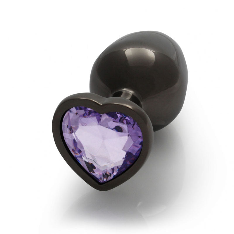 OUCH! Heart Gem Gunmetal Butt Plug - Medium-(ou812gun) - OU812GUN