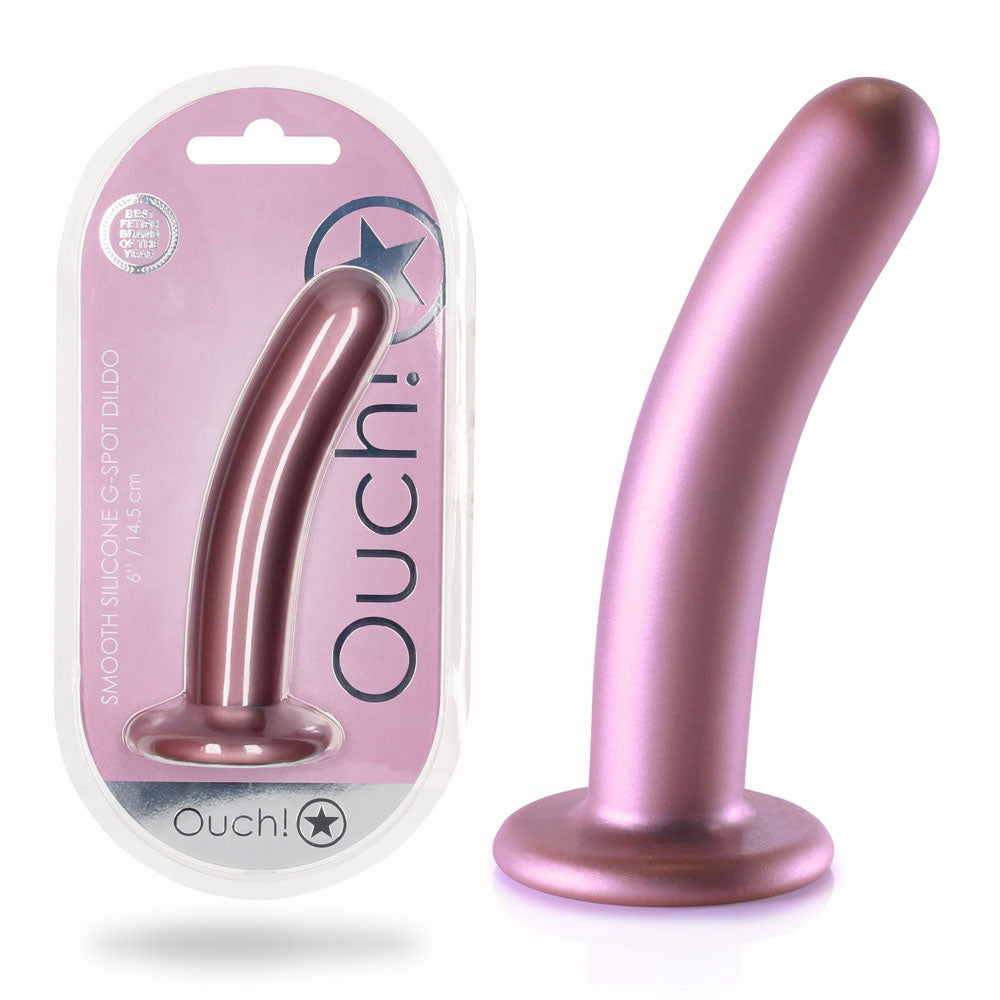 OUCH! Smooth Silicone G-Spot Dildo - 6'' / 14.5 cm-(ou820ros) - OU820ROS