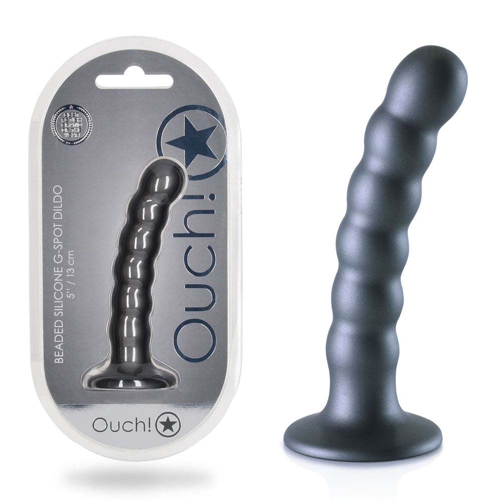 OUCH! Beaded Silicone G-Spot Dildo - 5'' / 13cm-(ou822gun) - OU822GUN