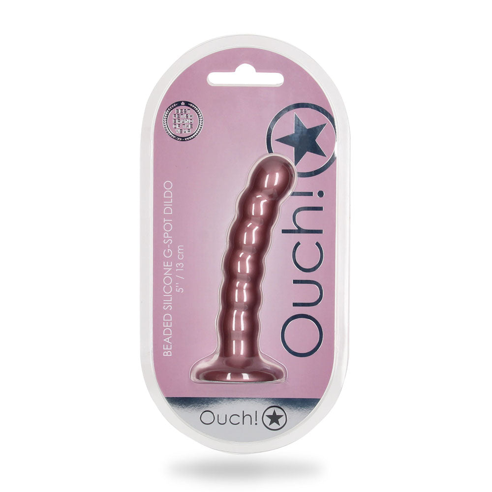 OUCH! Beaded Silicone G-Spot Dildo - 5'' / 13cm-(ou822ros) - OU822ROS