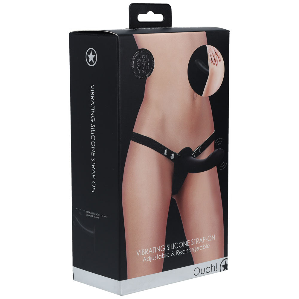 OUCH! Vibrating Silicone Strap-On - Black-(ou868blk) - OU868BLK