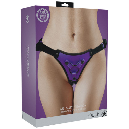 OUCH! Metallic Strap On Harness - Metallic Purple-(ou869mpu) - OU869MPU