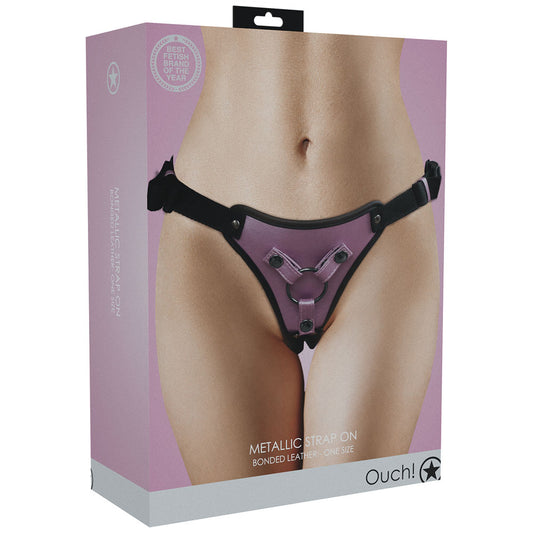 OUCH! Metallic Strap On Harness - Rose-(ou869ros) - OU869ROS