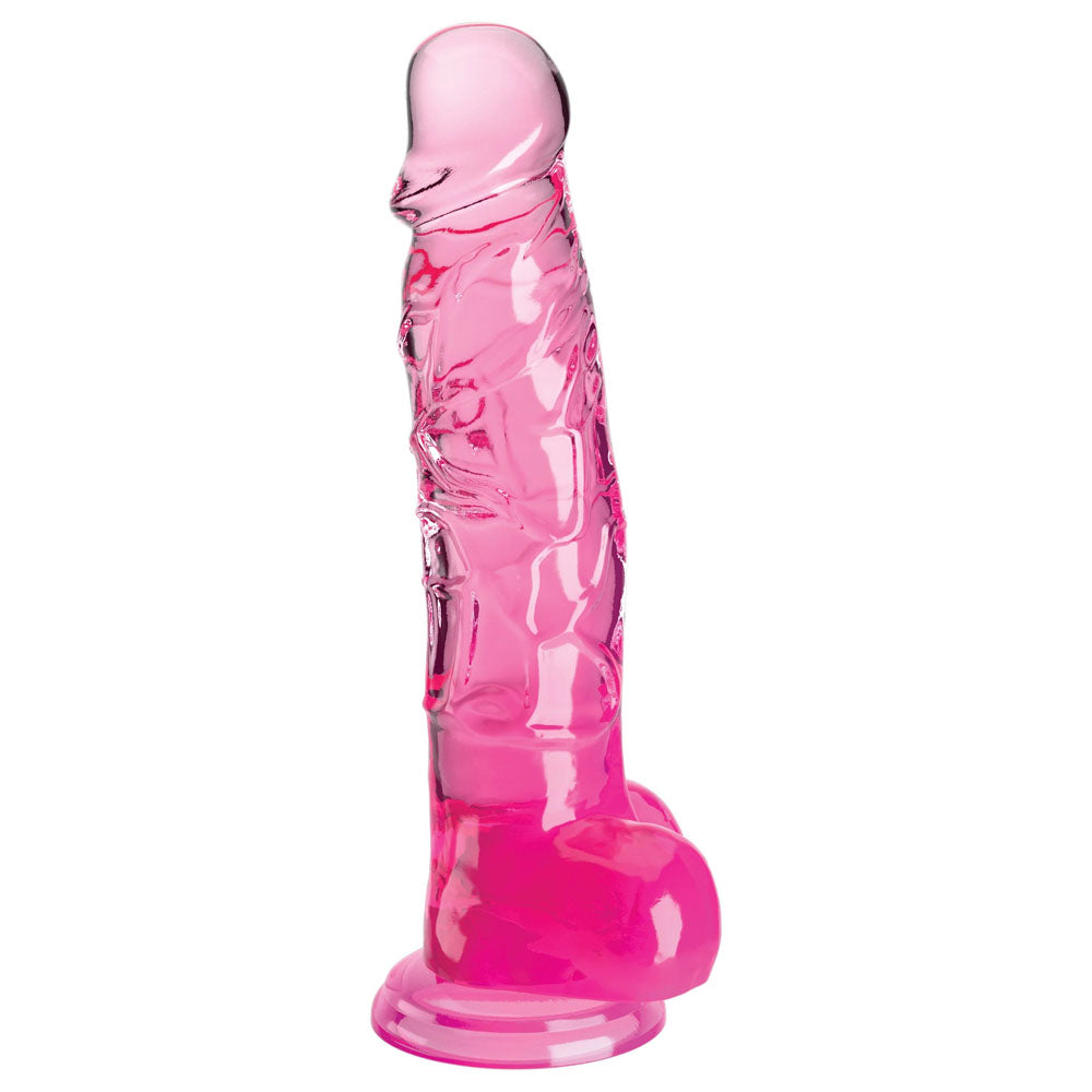 King Cock Clear 8'' Cock with Balls - Pink-(pd5756-11) - PD5756-11