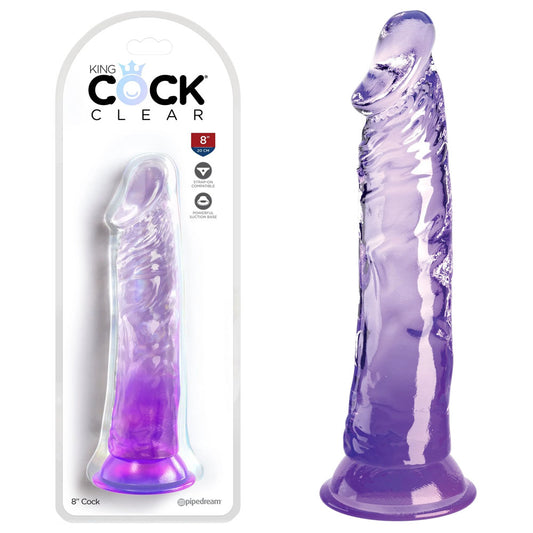 King Cock Clear 8'' Cock - Purple-(pd5757-12) - PD5757-12