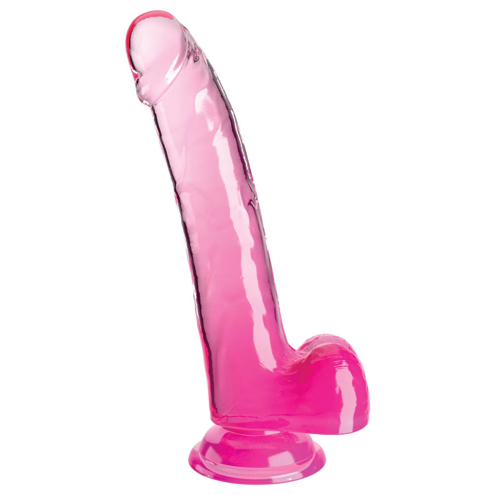 King Cock Clear 9'' Cock with Balls - Pink-(pd5758-11) - PD5758-11