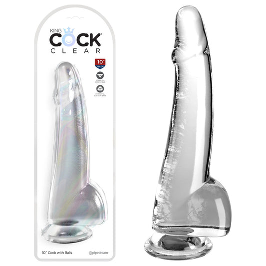 King Cock Clear 10'' Cock with Balls - Clear-(pd5761-20) - PD5761-20