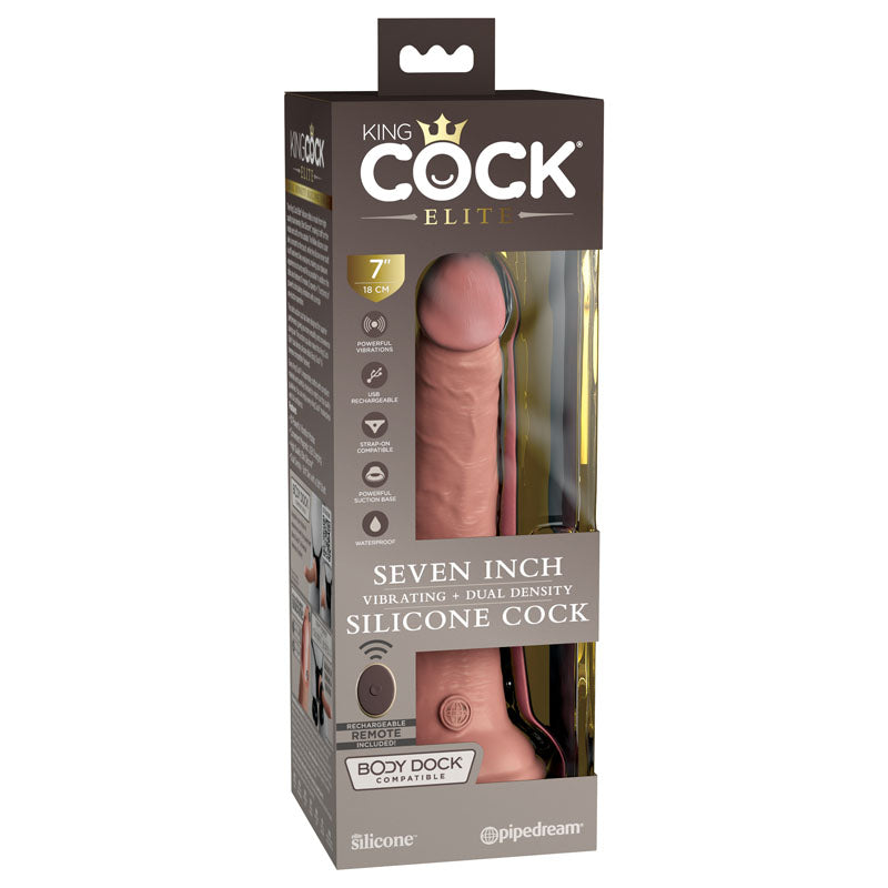 King Cock Elite 7'' Vibrating Dual Density Cock with Remote-(pd5777-21) - PD5777-21