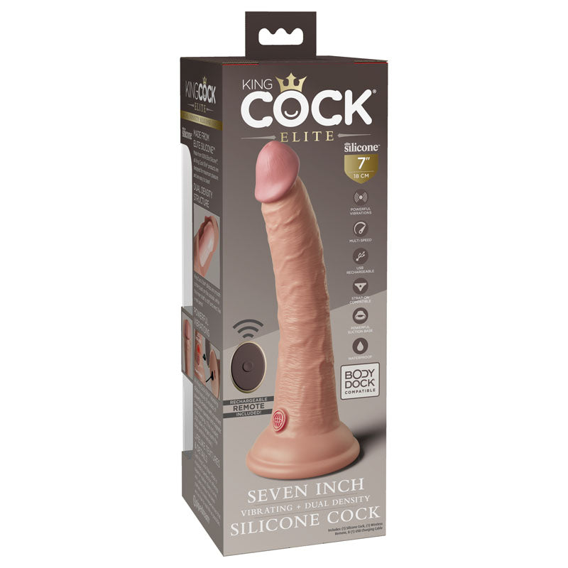 King Cock Elite 7'' Vibrating Dual Density Cock with Remote-(pd5777-21) - PD5777-21