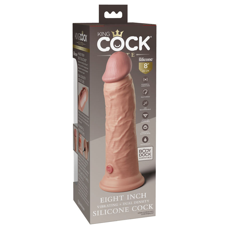 King Cock Elite 8'' Vibrating Dual Density Cock - Flesh-(pd5778-21) - PD5778-21