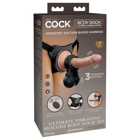 King Cock Elite Ultimate Vibrating Silicone Body Dock Kit-(pd5785-21) - PD5785-21