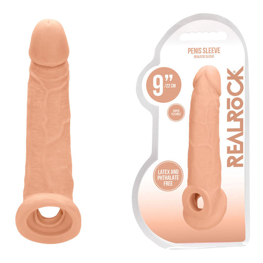 REALROCK 9'' Realistic Penis Extender with Rings-(rea107fle) - REA107FLE