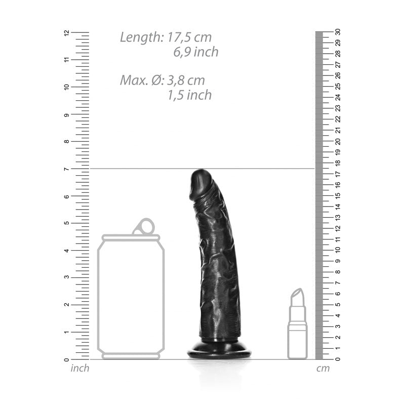 REALROCK Realistic Slim Dildo without Balls - 15.5 cm-(rea113blk) - REA113BLK