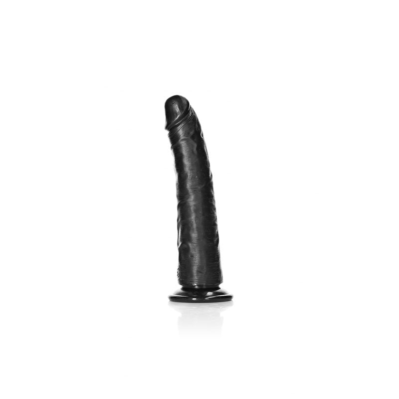 REALROCK Realistic Slim Dildo with Suction Cup - 18cm-(rea114blk) - REA114BLK