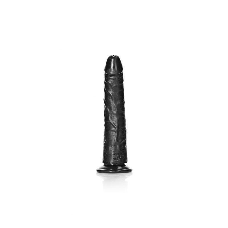 REALROCK Realistic Slim Dildo with Suction Cup - 18cm-(rea114blk) - REA114BLK