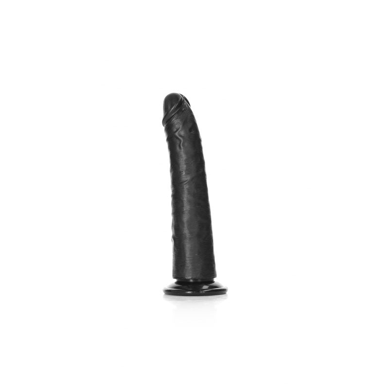 REALROCK Realistic Slim Dildo with Suction Cup - 18cm-(rea114blk) - REA114BLK