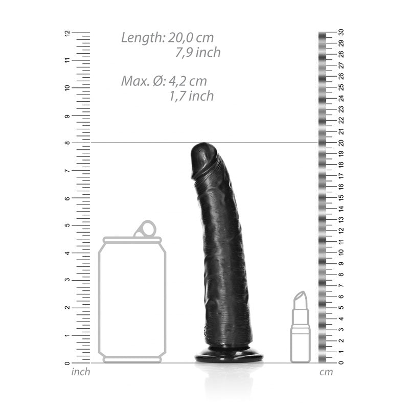 REALROCK Realistic Slim Dildo with Suction Cup - 18cm-(rea114blk) - REA114BLK