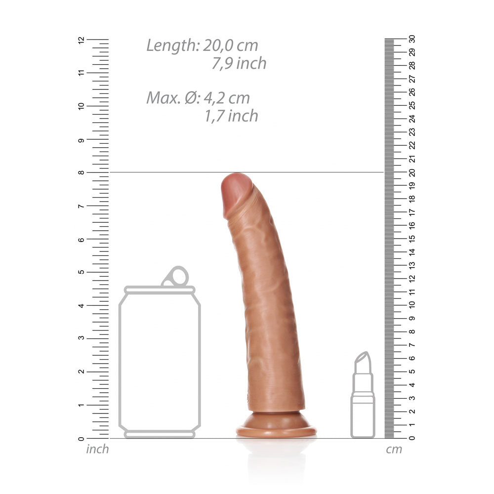 REALROCK Realistic Slim Dildo with Suction Cup - 18cm-(rea114tan) - REA114TAN