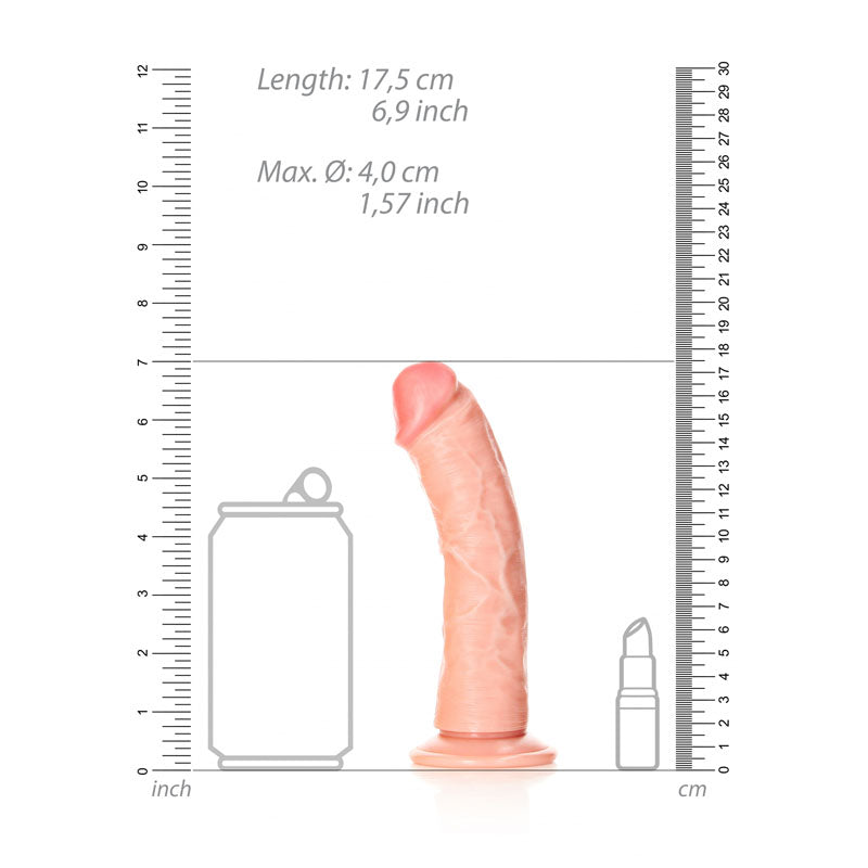 REALROCK Realistic Regular Curved Dildo with Suction Cup - 15.5 cm-(rea116fle) - REA116FLE