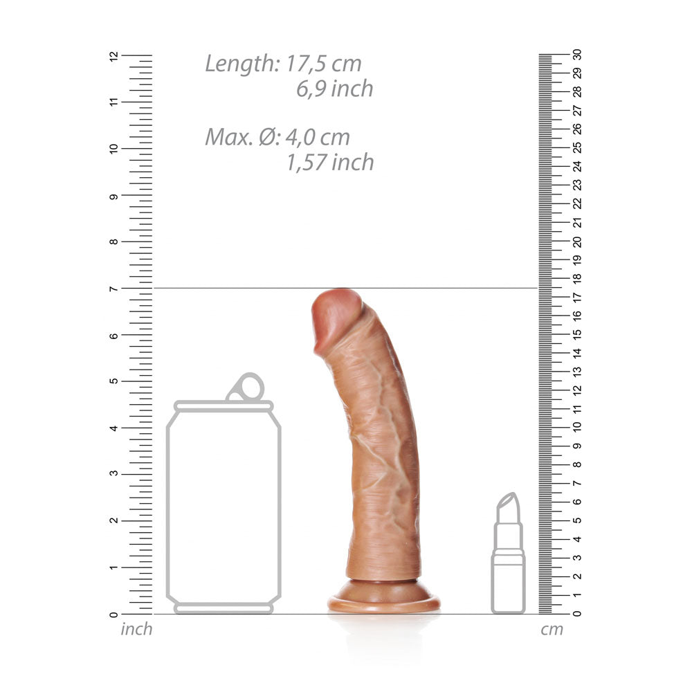 REALROCK Realistic Regular Curved Dildo with Suction Cup - 15.5 cm-(rea116tan) - REA116TAN