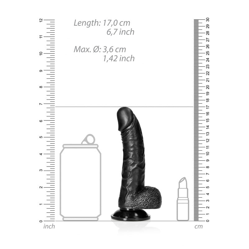 REALROCK Realistic Regular Curved Dong with Balls - 15.5 cm-(rea121blk) - REA121BLK