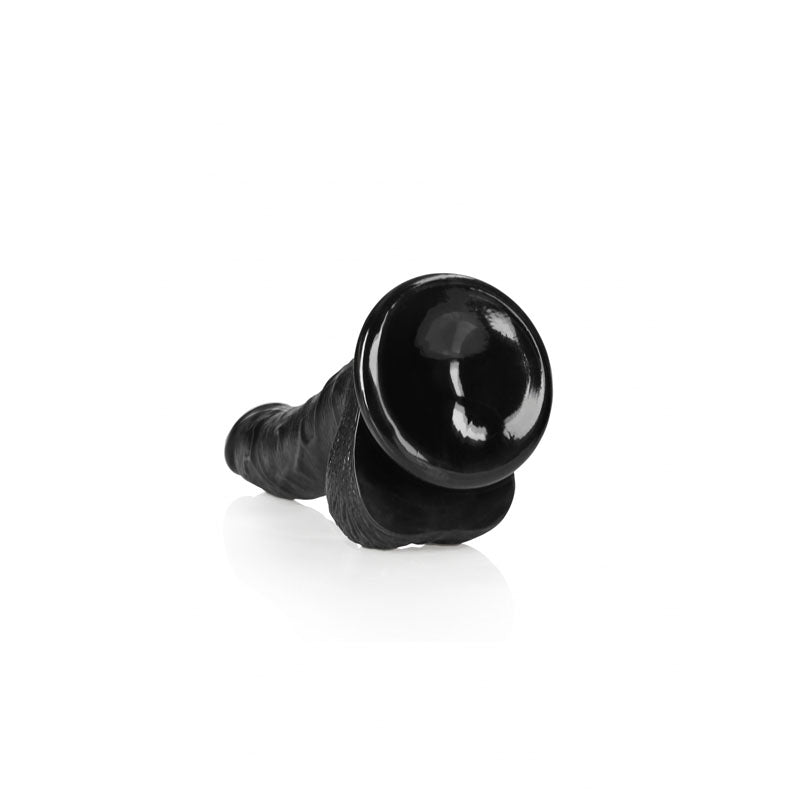 REALROCK Realistic Regular Curved Dong with Balls - 18 cm-(rea122blk) - REA122BLK