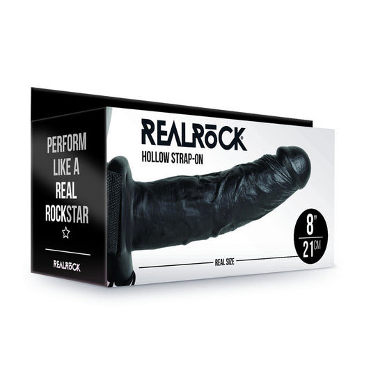 REALROCK Hollow Strap-on - 20.5 cm Black-(rea136blk) - REA136BLK