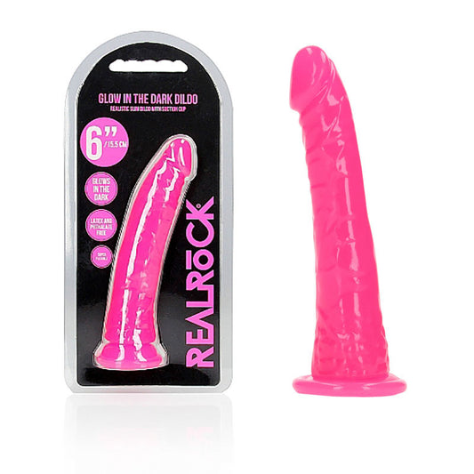 REALROCK 15.5 cm Slim Glow in the Dark Neon - Pink-(rea141glopnk) - REA141GLOPNK