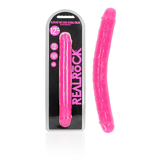 REALROCK 30 cm Double Dong Glow - Pink-(rea148glopnk) - REA148GLOPNK