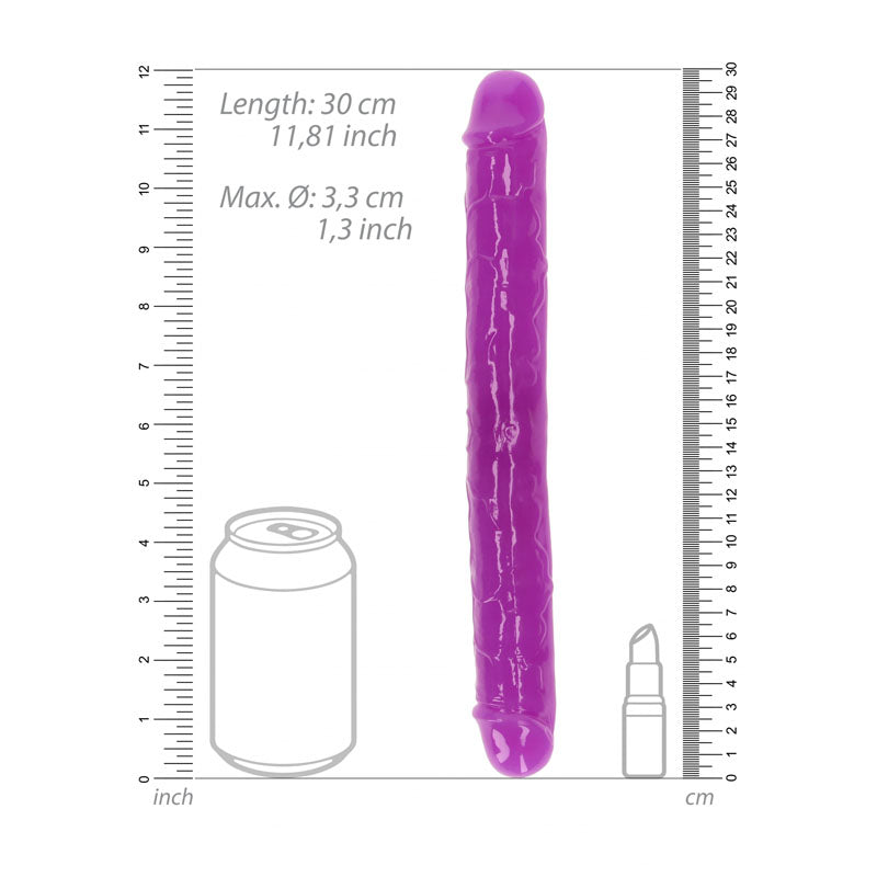 REALROCK 30 cm Double Dong Glow - Purple-(rea148glopur) - REA148GLOPUR