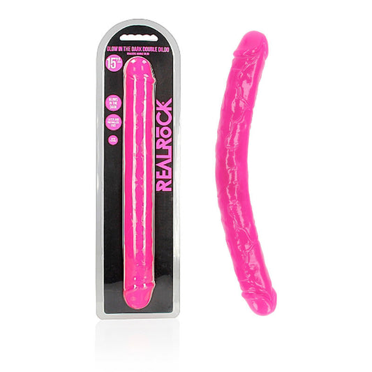 REALROCK 38 cm Double Dong Glow - Pink-(rea149glopnk) - REA149GLOPNK