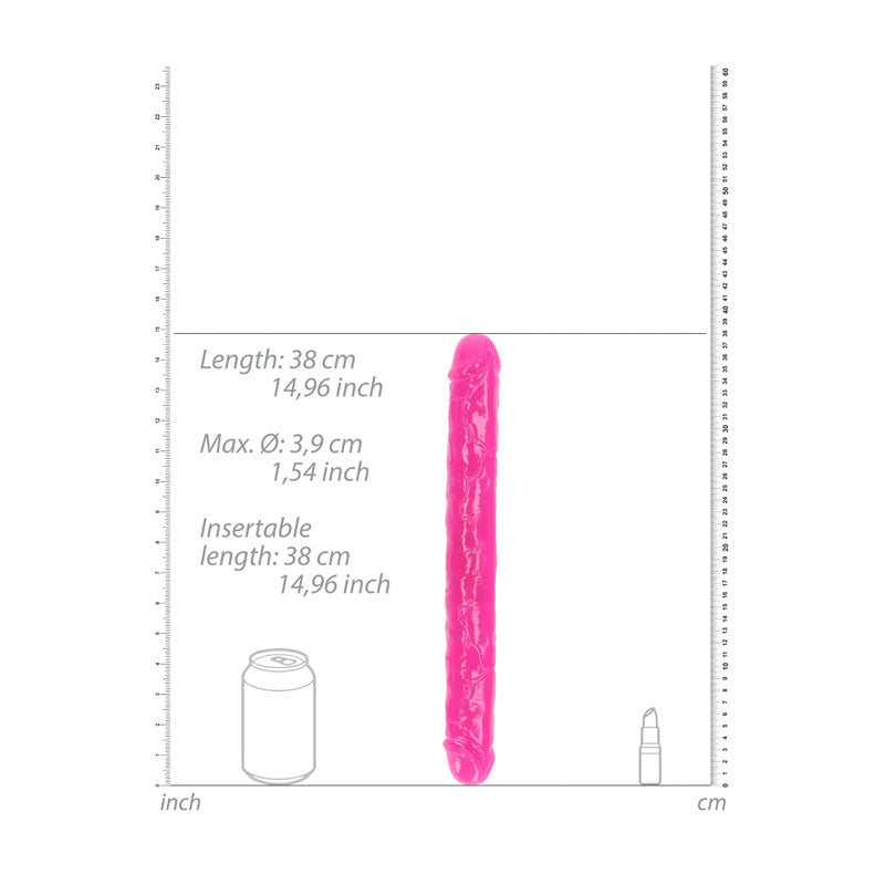 REALROCK 38 cm Double Dong Glow - Pink-(rea149glopnk) - REA149GLOPNK