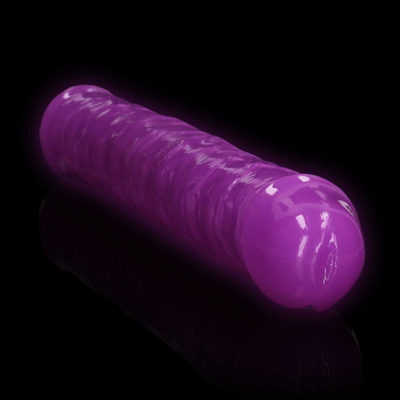 REALROCK 38 cm Double Dong Glow - Purple-(rea149glopur) - REA149GLOPUR