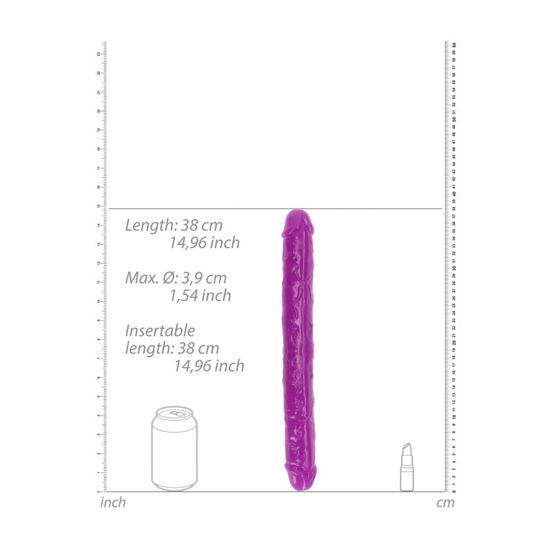 REALROCK 38 cm Double Dong Glow - Purple-(rea149glopur) - REA149GLOPUR